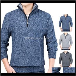 mens half zip sweater UK - Sweaters Clothing Apparel Drop Delivery 2021 Autumn Fashion Sweater For Mens Pullover Half Zip Stand Collar Slim Jumpers Knitred Cotton Winte