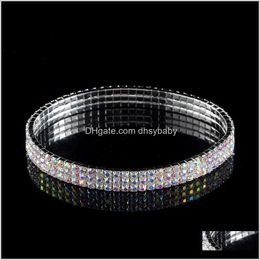 Jewelry Drop Delivery 2021 3-Row Three Row Anklets Sparkly Crystal Rhinestone Stretch Cz Tennis Ankle Chain Sexy Anklet Bridal Wedding Access