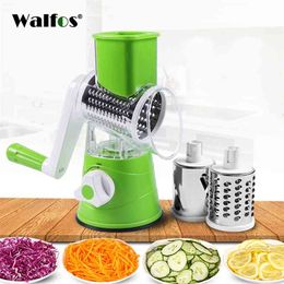 WALFOS Manual Vegetable Cutter Slicer Multifunctional Round Mandoline Slicer Potato Cheese Kitchen Gadgets Kitchen Accessories 210406