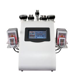 6 in 1 40k Ultrasonic Cavitation RF Slimming Vacuum Tripolar Radio Frequency Pressotherapy Massage 8 Pads Burn Lipo Laser Diode Weight Loss Body Shape Beauty Machine