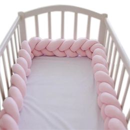 2 M/3 M Braided Twist Bed Circumference Anti-collision born Bumper Infant Knotted Protector Pure Weaving Plush Knot Crib 211025