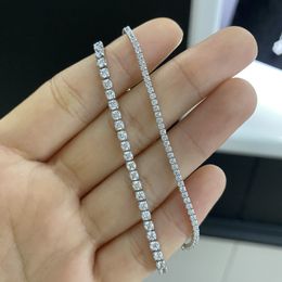 Trendy 1.5mm Diamond Bangle Bracelet 100% Real 925 Sterling silver Wedding Bracelets For Women Sizeable Tennis Party Jewellery