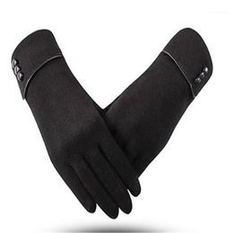 Ms Winter Three Button Is Not Velvet Pure Colour Ride Bike With Touch Screen Saver Warm Gloves ST-0031