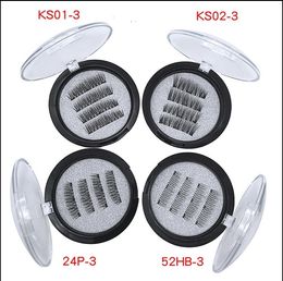 Three magnet 3D magnetic false eyelashes Natural hand-made 3 Eye lashes Beauty Makeup Accessories KS01, 52HB,KS02,24P ,CT01, CT03