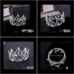 Hair Jewelry Drop Delivery 2021 Promotion Sale Trendy Zinc Alloy Tiaras Mini Rhinestone Round Tiara Crown For Born - Baby Po Prop Wwpag