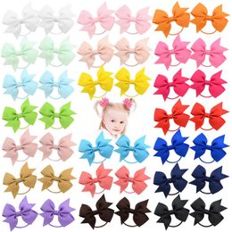 20pcs/lot Solid HairBand Grosgrain Ribbon Ponytail Holder For Baby Rubber Band Girl Hair Rope Handmade ScrunchieHairAccessory
