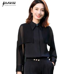 Spring Black Shirt Women Fashion Temperament Formal Long Sleeve Blouses Office Ladies Business Work Tops 210604