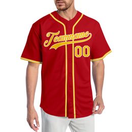 Custom Red Gold-White Authentic Baseball Jersey