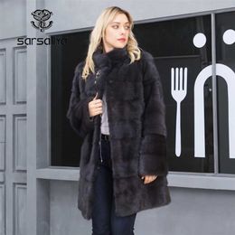 Natural Fur Coats Winter Women Mink Fur Coat Female Genuine Leather Jackets Ladies Oversize Warm Thick Detachable Long 211007