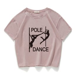 pole dance graphic funny casual women crop top 100% cotton short T Shirt Women Camisetas Verano Mujer clothes harajuku 220304