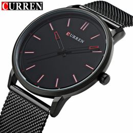 Top Luxury brand CURREN Watches Men Fashion StainlSteel Mesh strap Quartz-watch Ultra Thin Dial Clock relogio masculino X0524