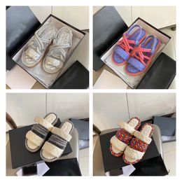 2021 Luxury Designer Women Sandals Laces Lambskin Summer Leisure Solid Thick-soled Casual Shoes All-match Fashion Cozy Top Quality With Box Size 35-40