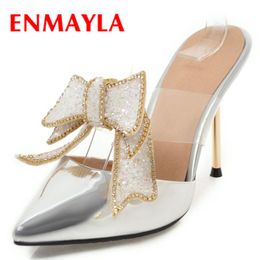 Slingback Sandals In High Heels Shoes Woma Pointed Toe Black Red White Ankle Warp Bowties Charms Thin Pumps