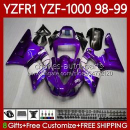 Motorcycle Body For YAMAHA YZF-R1 YZF-1000 YZF R 1 1000 CC 98-01 Purple white Bodywork 82No.48 YZF R1 1000CC YZFR1 98 99 00 01 YZF1000 1998 1999 2000 2001 OEM Fairings Kit