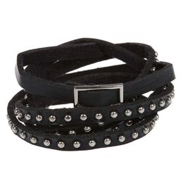 Unisex Punk Rock Multi-layer Rivet Stud Bracelet Bangle Wrap Cuff Black Q0719