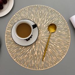 Round Placemats Restaurant Hollow PVC decoration Meal Mat Anti-hot Dining Table Line Steak Plate Pad