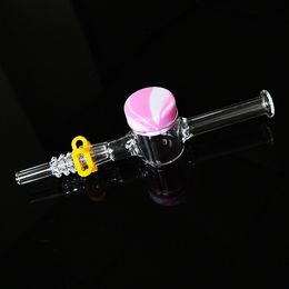 Hot Selling NC 6 Inch Glass Bongs Nector Collector Kit Smoking Accessories 10mm 14mm Quartz Nail Keck Clip Container Glasss Pipe Dab Oil Rigs NC17