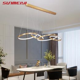 Modern Led Pendant Lights Kitchen Dining Room Lamp Hanging Nordic Rings Industrial Bar Living Light With Remote Control Lamps