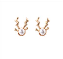 Stud 2021 Cute Small Deer Christmas Tree Earrings For Women Girls Gold Color Asymmetric Animal Temperament Jewelry