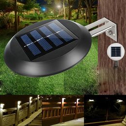 2pcs 9 LED Solar Powered Wall Mounted Light Waterproof Outdoor Garden Landscape - Black