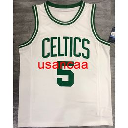 All embroidery 2 styles 5# GARNETT white and green basketball jersey Customise men's women youth add any number name XS-5XL 6XL Vest