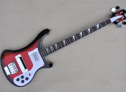 4 Strings Red&Black Electric Bass Guitar with Rosewood Fretboard,White Pickguard,Can be Customised