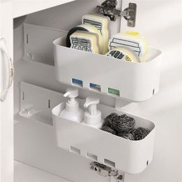 Multifunctional Hanging Storage Basket Wall-mounted Kitchen Drawer Shelf Rack Cabinet Push-pull Box for Seasoning 211110