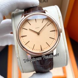 42mm Traditionnelle Miyota 8215 Automatic Mens Watch Steel 18K Rose Gold Champagne Dial Stick Markers Brown Leather Strap Watches 10 Styles Puretime01 E126f6