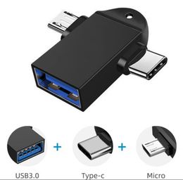 Type-C 2-in-1 OTG Adapter Type C Cable For Xiaomi Tablet Hard Drive Flash Disk USB Mouse Converters with lanyard strip