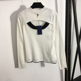 Sexy Hollow Women Sweaters Fashion Letter Ornament Knit Tops 2 Colours Elastic Charm Girls Sweater Shirts