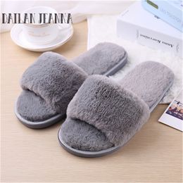 European American style 2021 fashion autumn and winter indoor home couple cotton ladies slippers plush women's shoes women slip Y1120