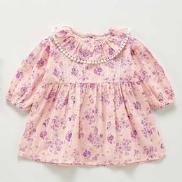 Korean Style Spring Autumn Infant Girls Dress Newborn Baby Girls Flower Cotton long Sleeve Princess Dress Kids Party Dresses Q0716