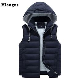 Men 4XL-8XL Parka Hooded Vest Winter Autumn Thick Warm Casual Windbreaker Baggy Padded Outerwear Waistcoat Sleeveless Jacket 210923