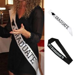 Satin Black And White Decoration Graduation Shoulder Strap I Graduated Single Sided Printing Letters Etiquette Belt Celebration Party Supplies