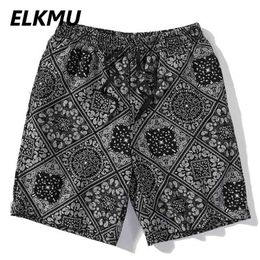 ELKMU Harajuku Streetwear Shorts Bandana Paisley Pattern Fashion Summer Hip Hop Casual Bottoms Elastic Waist HE917 210629