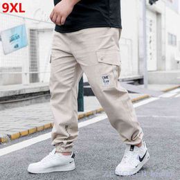 9XL overalls men's casual trousers trend summer thin section plus size sports beam feet nine points men Cargo Pants H1223