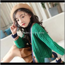 Baby Baby Maternity Drop Delivery 2021 Kids Cardigan Spring Autumn Knitted Sweaters Button Pure Colour Knit Clothes For Teen School Girls Chil