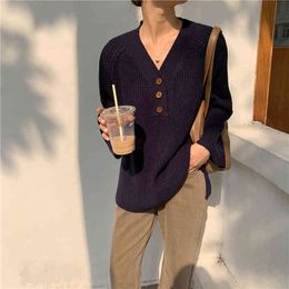 Fashion OL Basic V-neck Sweater Women Tops Autumn Winter Elegant Formal Solid Knitted Pullovers and Sweaters 210421