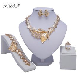 Earrings & Necklace Fani Dubai Gold Colorful Crystal Jewelry Set Wholesale Nigerian Woman Wedding Fashion African Beads Women Customer