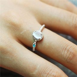 Wedding Rings Engagement Moonstone Thin For Women 2021 Fashion Silver/Rose Gold Colour Jewellery Ladies Finger Ring Accessrioes