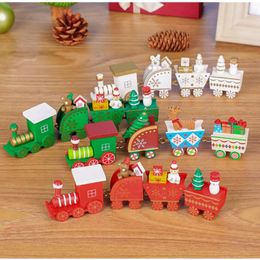 Christmas Decorations Decoration Four Little Trains Cartoon Children Gifts Wooden Window Items