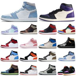 Newest Discount 1s men basketball shoes 1 University Blue Obsidian Bred Shadow Digital Pink women mens trainers sports sneakers Breathable jorda jordens