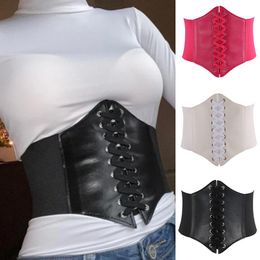 Belts 2021 Women Corset Wide Pu Leather Slimming Body Waist Elastic Waistband Cinto Sobretudo Feminin Ceinture Femme Fajas