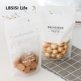 LBSISI Life 50pcs Frosted Nougat Candy Bags Self Stand Seal Thicker Cookie Snowflake Food Chocolate Hold Pack Plastic Gift Bag 210402