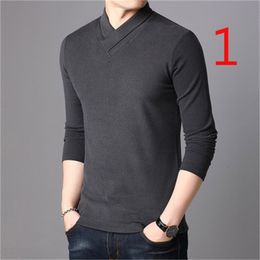 Long-sleeved T-shirt cotton business casual middle-aged men's autumn jacket 210420