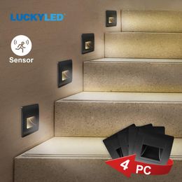 Wall Lamp LUCKYLED Recessed Led Light With Motion Sensor/Normal AC110V/220V Indoor Stairway Pathway Hallway Staircase