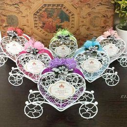 Iron Romantic Pumpkin Carriage Wedding Candy Box Wedding Favour Gifts Baby Shower Wedding Decoration JJB14384