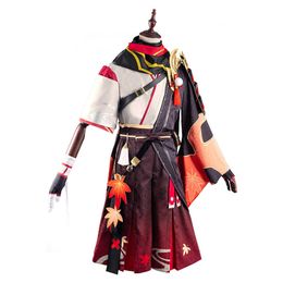 Genshin Etkisi Kazuha Cosplay Kostüm Kıyafetler Cadılar Bayramı Karnaval Takım Y0913