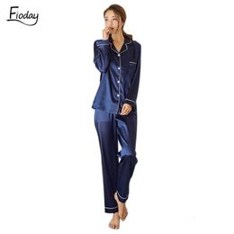 Fioday Winter Silk Satin Pyjamas For Womens Long Pyjamas Loungewear Sets Two Piece Sleepwear Women Pijama Set Plus Size 5xl Q190513