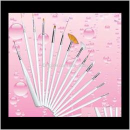 wholesale discount tools Canada - Brushes Tools Salon Health & Beauty Drop Delivery 2021 Big Discount Lady Women Nail Art Design Acrylic Brush Uv Gel Set Painting D Pen White